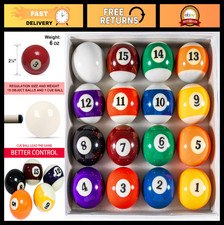 Regulation 2-1/4" Billiard Balls Set - 16 Resin Pool Table Replacement Balls