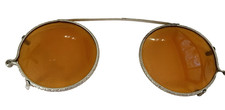 Antique Clip-On Amber Sunglasses Aviator Embossed Silver Tone Wire Frame