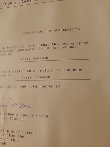 1981 JERRY KOOSMAN POSTCARD SIGNED WITH AUTHENTICATED LETTER - Picture 4 of 7