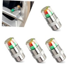 4 PCS Tire Pressure Monitor Valve Stem Caps, 3 Color Display Warning, 2.4bar