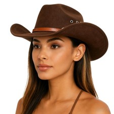 Cowboy Hat for Women and Men Felt Wide Brim Classic Outdoor Fedora Hats Weste...