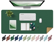 31.5x15.7 Inch Dark Green PU Leather Cork Non Slip Desk Mat Keyboard Mouse Pad