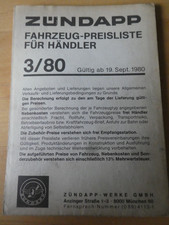 original ZÜNDAPP  PREISLISTE Modelle 1980 CS 50  HAI 50  ZD40 KS 175