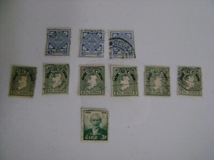 IRELAND VTG (10)  EIRE  1922-1923 POSTAGE STAMPS (7) & CELTIC CROSS BLUE (3)