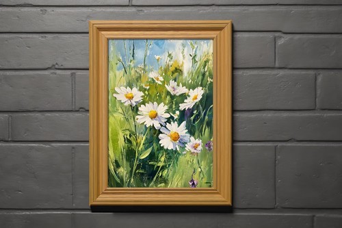 Daisy Field Painting 5"x7" Print on Matte Paper Bright Summer Flower Art - Picture 9 of 18