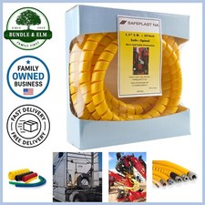 Yellow HDPE Spiral Wrap Hose Protector 1.25 Inch OD 20 Feet Hydraulic Pneumatic