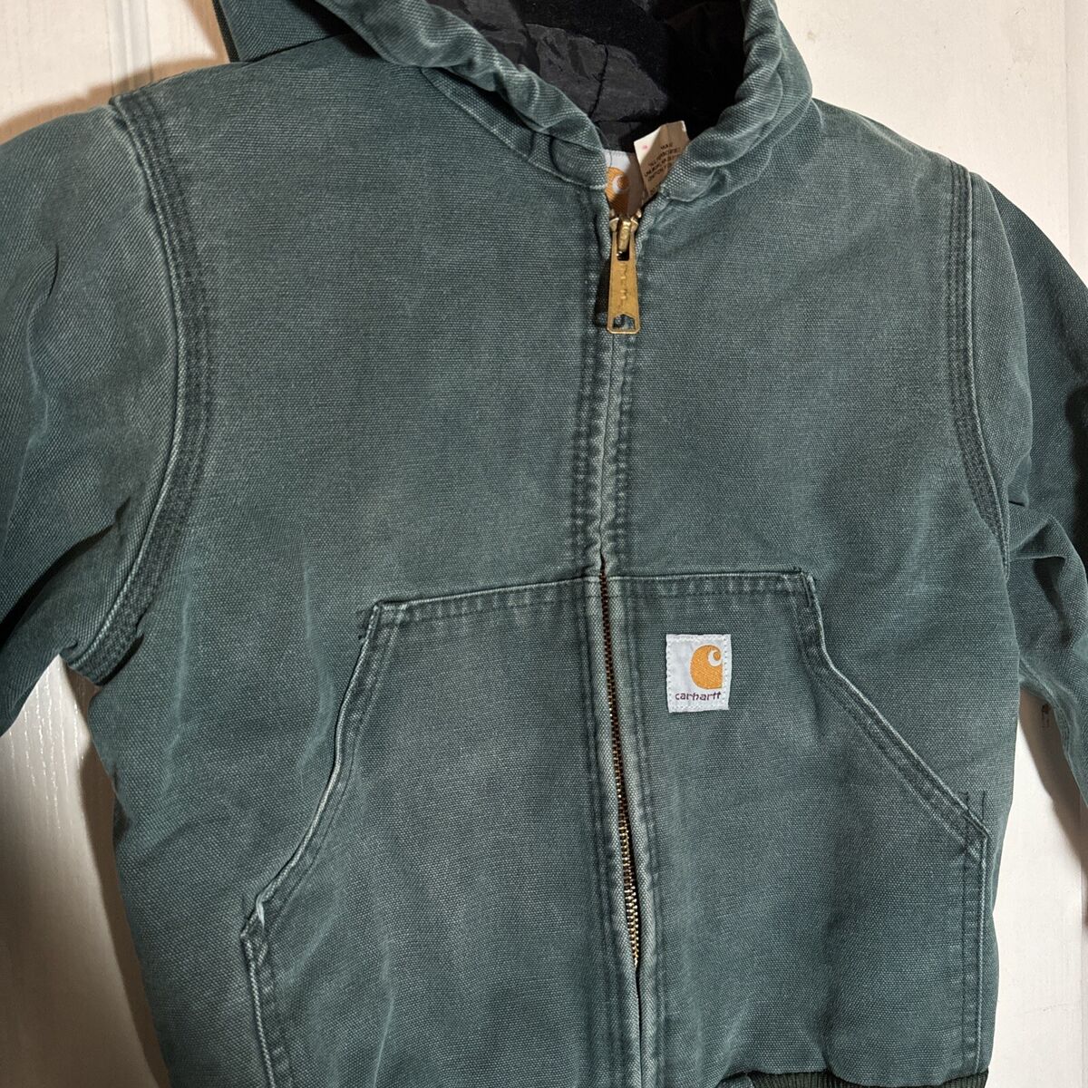 Vintage Y06HTG CARHARTT Jacket Youth Size Small Green Hooded Vintage Y06HTG CARHARTT Jacket Youth Size Small Green Hooded