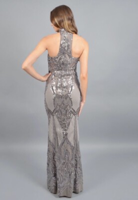 Aqua Dresses | New Bloomingdales Exclusive Aqua Dresses Brown Sequined Halter Neck Wmns 6 | Color: Cream/Tan | Size: 6 | Dealsmaid9510's Closet