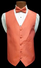 Men's Cerimonia Tangerine Orange Tuxedo Vest  Bow Tie Formal Wedding Prom XLL