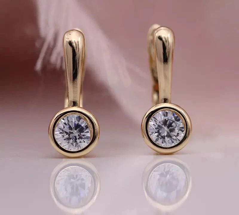 PENDIENTES DE ARO DE LLAMA RELLENOS DE ORO ROSA 18K HECHOS CON CRISTALES DE SWAROVSKI REGALO GF47 Foto 2 de 4