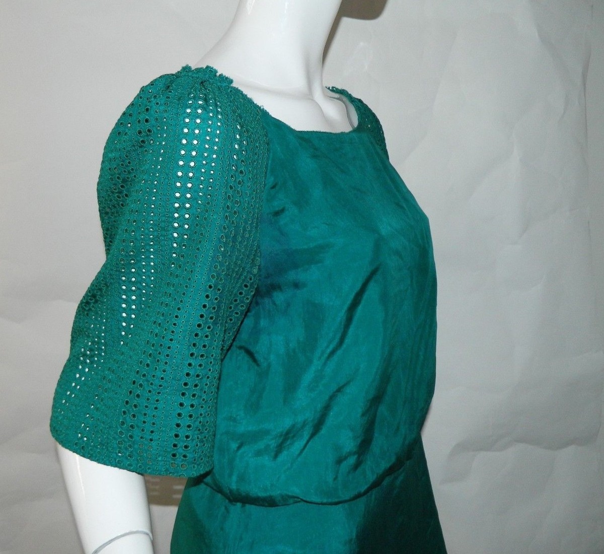 3.1 phillip lim green dress 3.1 Phillip Lim Side-Tie Puff Sleeve Midi Dress Green Poplin Size 8 main image 0