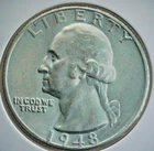 1948 Washington Quarter – AU – 90% Silver – Vintage U.S. Coin – Strong Detail