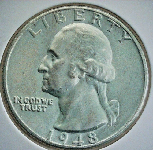 1948 Washington Quarter – AU – 90% Silver – Vintage U.S. Coin – Strong Detail
