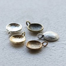 Solid Brass Textured Round Charm - 13x9.5mm 4720C 