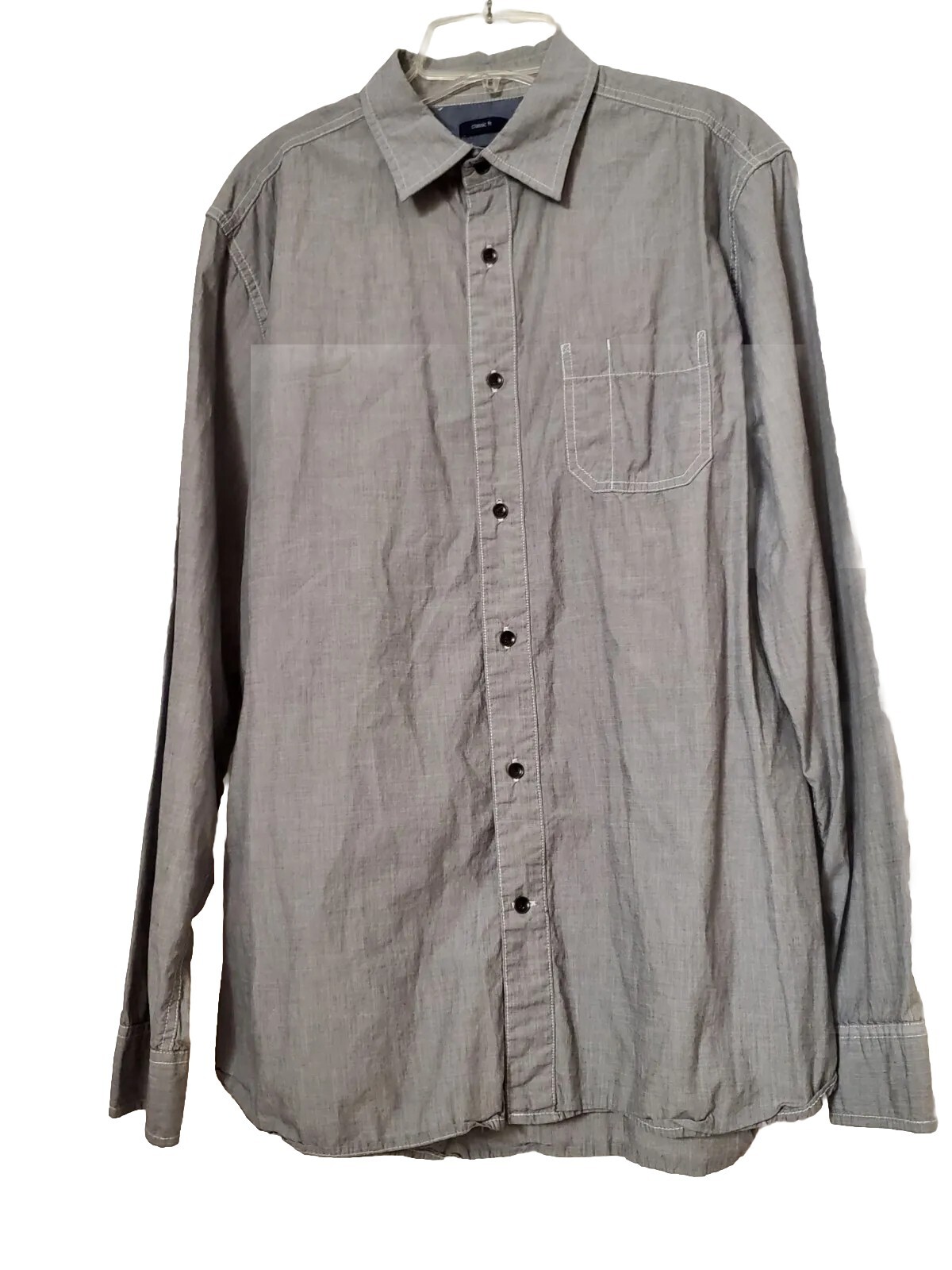 GAP Mens ELBOW PATCH Button Up Collared GREY Soli… - image 2