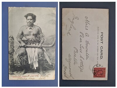 Fidschi 1906 Fidschi Häuptling Suva-Preston Weymouth Postgeschichte Vintage Postkarte A4