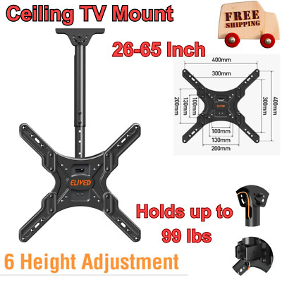 Flip Down TV Mount, Manual Folding Ceiling TV Mount 26'' to 65'' Swivel and Tilt