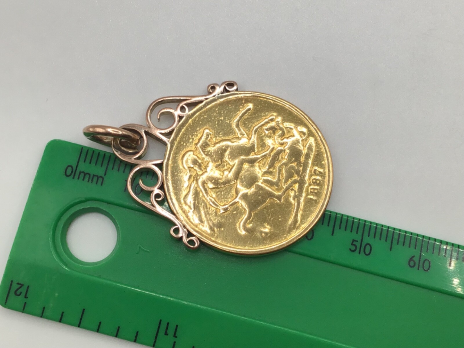 22ct Gold Double Sovereign Coin Pendant. RARE. Queen Victoria 1887. eBay