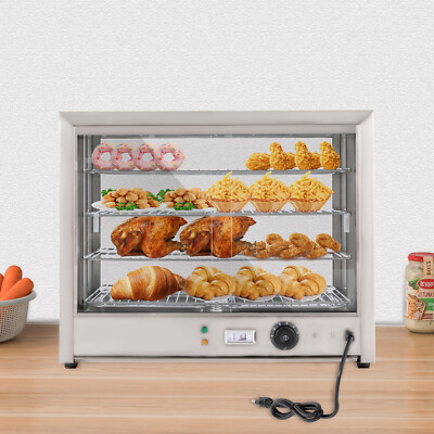 4-Tier Commercial Food Warmer Display Case Countertop Pie Pizza Cabinet 800W