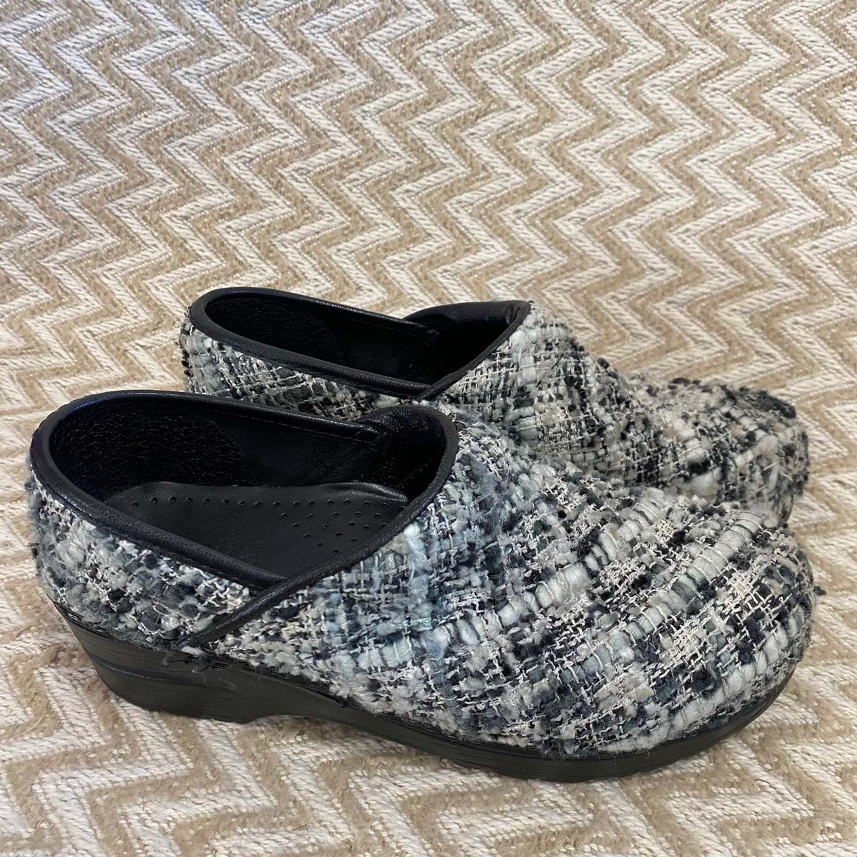 Sanita Tilly Tweed Woven Professional Clogs Grey Women's EU 37 US
