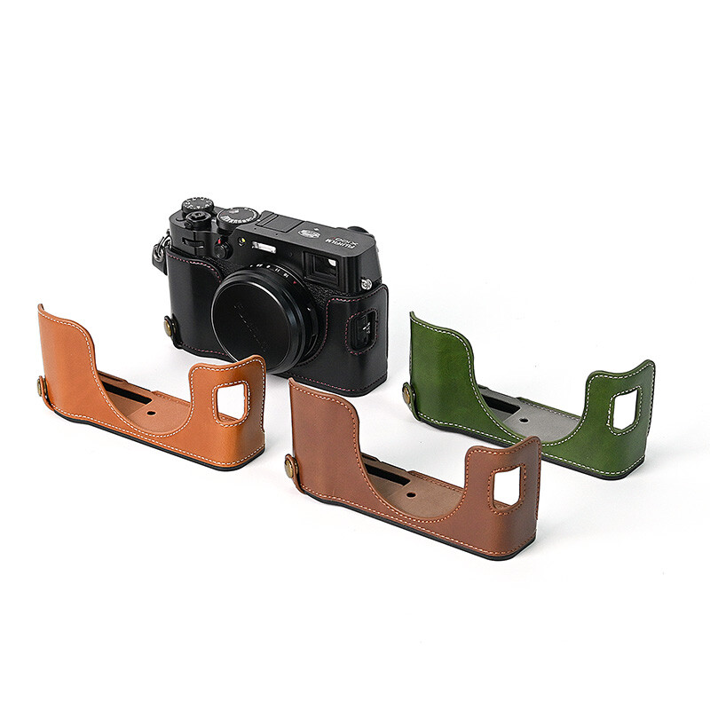 Leather Half Case for FUJI X100V FUJIFILM Camera Grip With Strap
