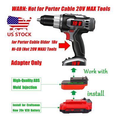 1 Adapter for Craftsman New 20v V-20 Battery To for Porter Cable 18v Ni-CD Tools