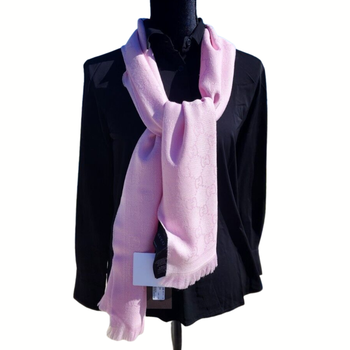 Gucci GG Logo Monogram Wool Jacquard Light Pink 'Sten' Scarf Gucci GG Logo Monogram Wool Jacquard Light Pink 'Sten' Scarf