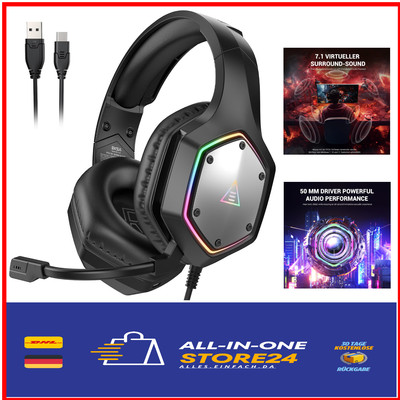 E1000V2 Gaming Headset USB C USB A Mikrofon 7.1 Surround RGB PC PS4 PS5 Mac