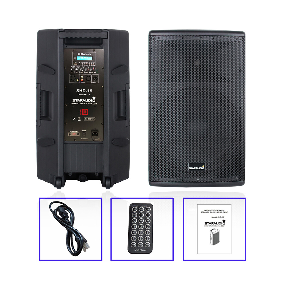 15 Inch Active PA Powered Audio Speaker W/ 2CH UHF Handheld