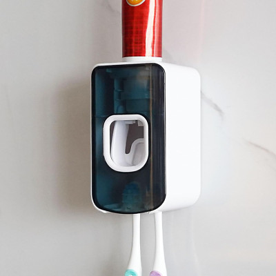 2 Slot Toothbrush Holder and Toothpaste Dispenser Wall Mounted, Automatic Toothp