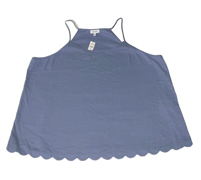 NWT HAVEN Well Within Linen Blend Blue Spaghetti Strap Racerback Tank Top Sz XXL