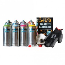 Flame Blue Graffiti Starter Set - Confezione Pacchetto Vernice Spray e Accessori