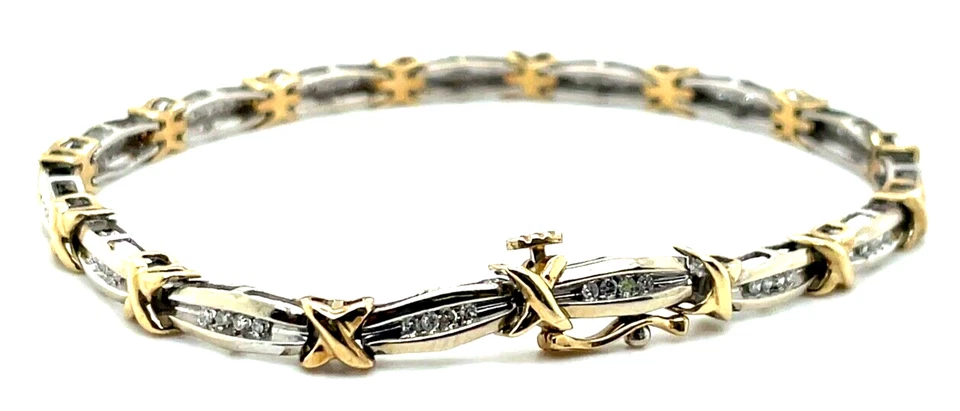 10k Two-Tone Gold 1/2ct Diamond Link Bracelet 9.8g - Image 2 of 4