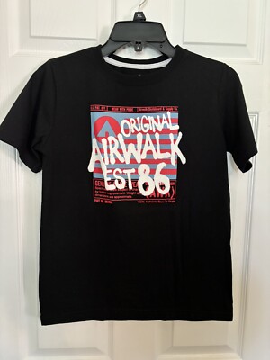 Airwalk Short Sleeve T-Shirt Boys L Skateboard Youth Black