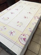 VTG Roosters Design Tablecloth Kitchen Dining Retro Cotton Table Cover 51 X 58