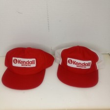 Vtg. Lot of 2 Kendall Motor Oil Trucker Baseball Cap Hats Made in USA