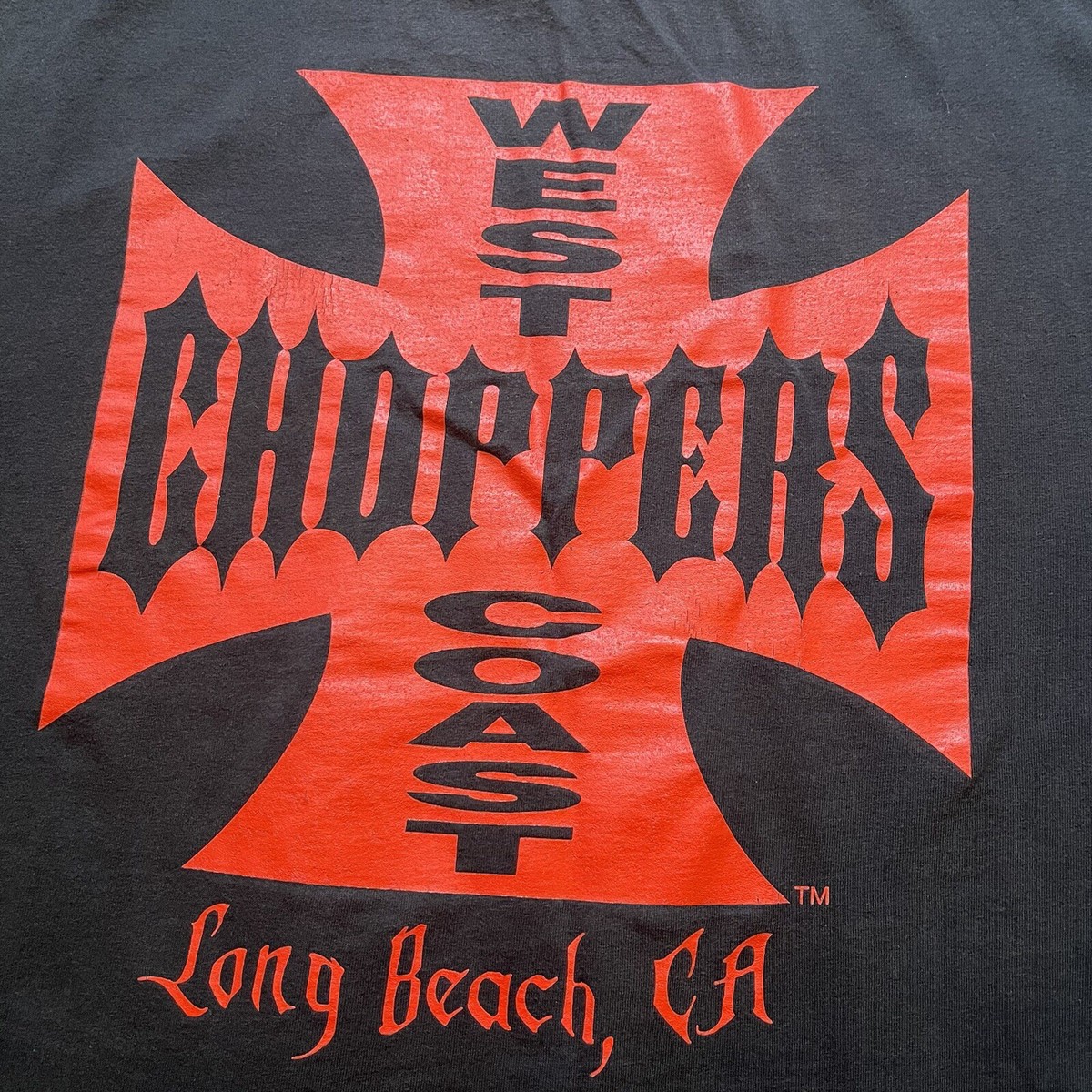 超希少WEST COAST CHOPPERS skull firepattern VTG West Coast Choppers Skull Fire Flame Spectrum CFL Long