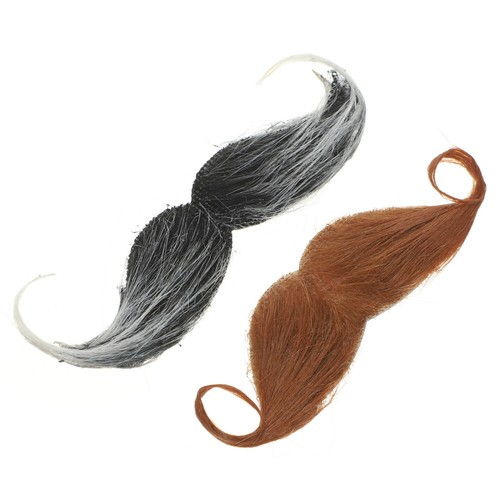 2 Pcs Mustaches Stick on Moustache Adults Fake Goatee Halloween Beard Elder Man - Picture 7 of 12