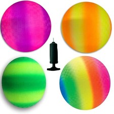 Multi Colored Kickball Set, 8.5 Inch Rainbow Playground Balls for Kids 4 Pack