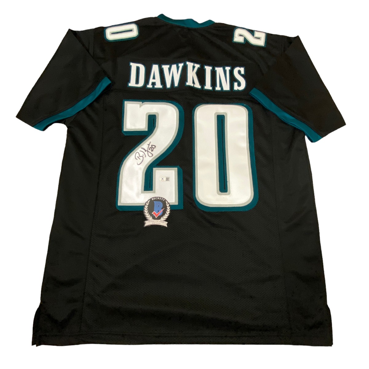 BRIAN DAWKINS SIGNED CUSTOM PHILADELPHIA EAGLES JERSEY BECKETT COA