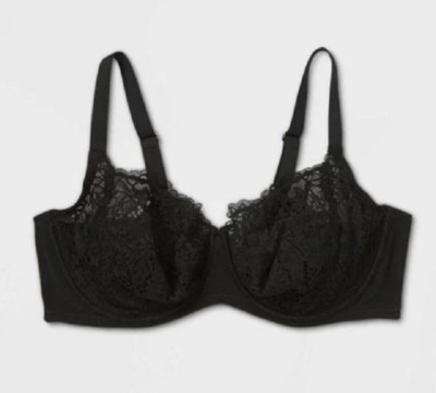 NEW Auden Plus Size Lace Unlined Bra Underwire Semi Opaque Size 40DD