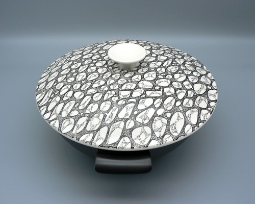 POOLE POTTERY BLACK PEBBLE LIDDED VEGETABLE DISH PERFECT C106 MID-CENTURY TUREEN - Picture 14 of 16