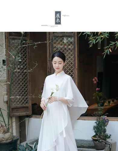 Chinese Style Chiffon Zen Dance Clothes Retro Style Hanfu Ruffles Women's Dress - Picture 12 of 19