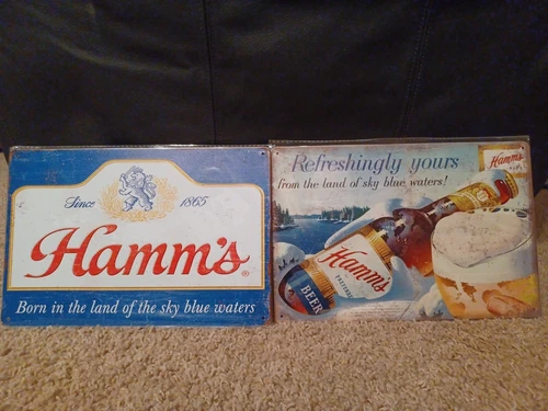 Hamms Beer Sign Lot if 2! New SEALED! Vintage Look.