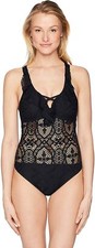 Kenneth Cole REACTION RS8VX09 Womens Black Medium Halter 1-Piece Swimsuit New 