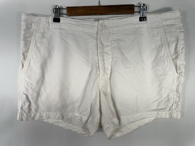 Aspesi Women's Size 56 White 4 Inches Inseam Linen Shorts