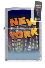 Zippo 3661 new york city street chrome Lighter + FLINT PACK