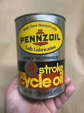 VTG PENNZOIL RARE "4 STROKE" MOTORCYCLE OIL 1 QUART CARDBOARD CAN Empty