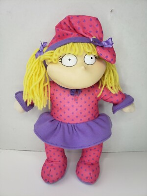 Rugrats Angelica Pickles In Pajamas Plush Doll Vinyl Head 1997 Viacom Mattel 