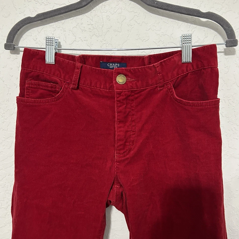 Pantalones de terciopelo rojo para mujer CHAPS talla 6 pierna recta con bolsillos delanteros y traseros Foto 2 de 4